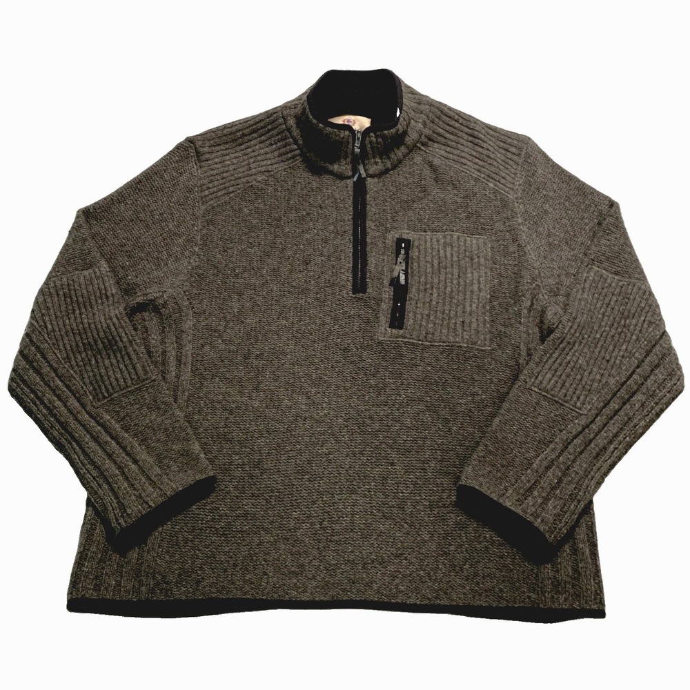 Vintage The Territory Ahead Sweater Mens XL Gray Lambswool Blend Half Zip Pocket